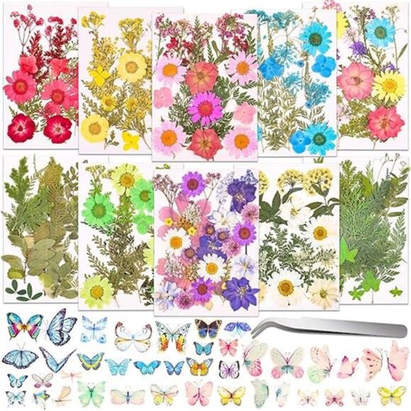 297 Pcs Dried Pressed Flowers Butterfly Stickers for Resin, Real Natural Dry - Picture 7 of 7